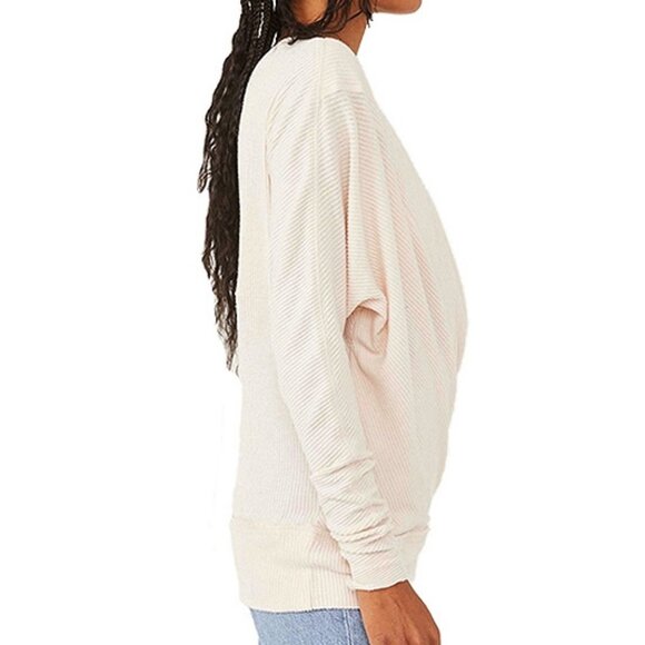 NEW Free People Cozy With You Wrap Drape Front Super Soft Ribbed Knit Sweater S - Picture 4 of 6